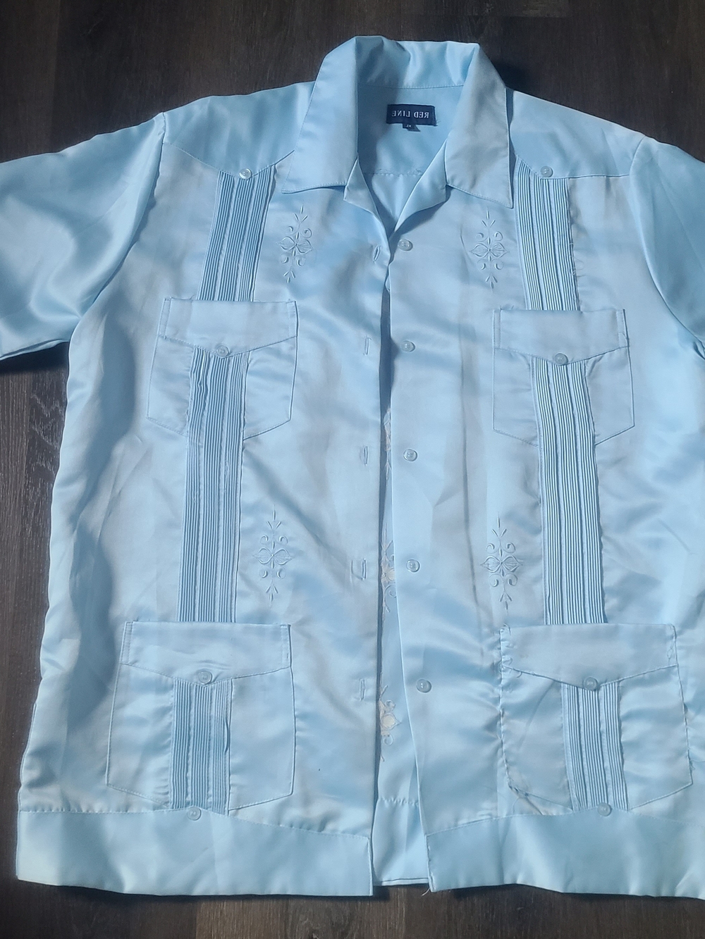 Redline Light Blue Men’s Guayabera-Style Button Down Shirt